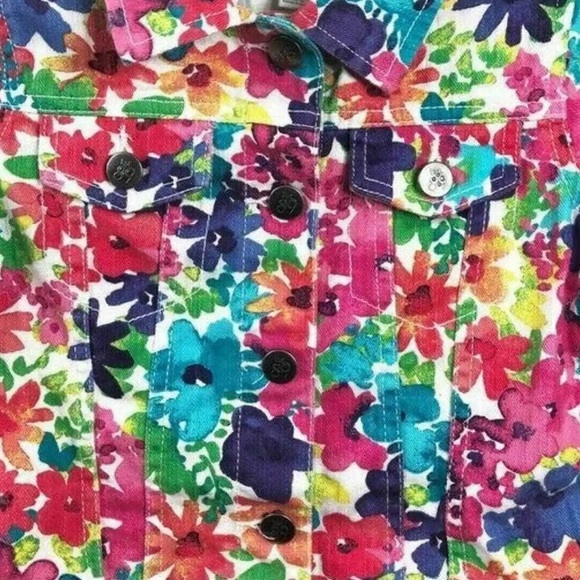 CHILDREN’S PLACE Floral Jean Jacket Button Front Girl’s Sz S 5/6 - Picture 4 of 7
